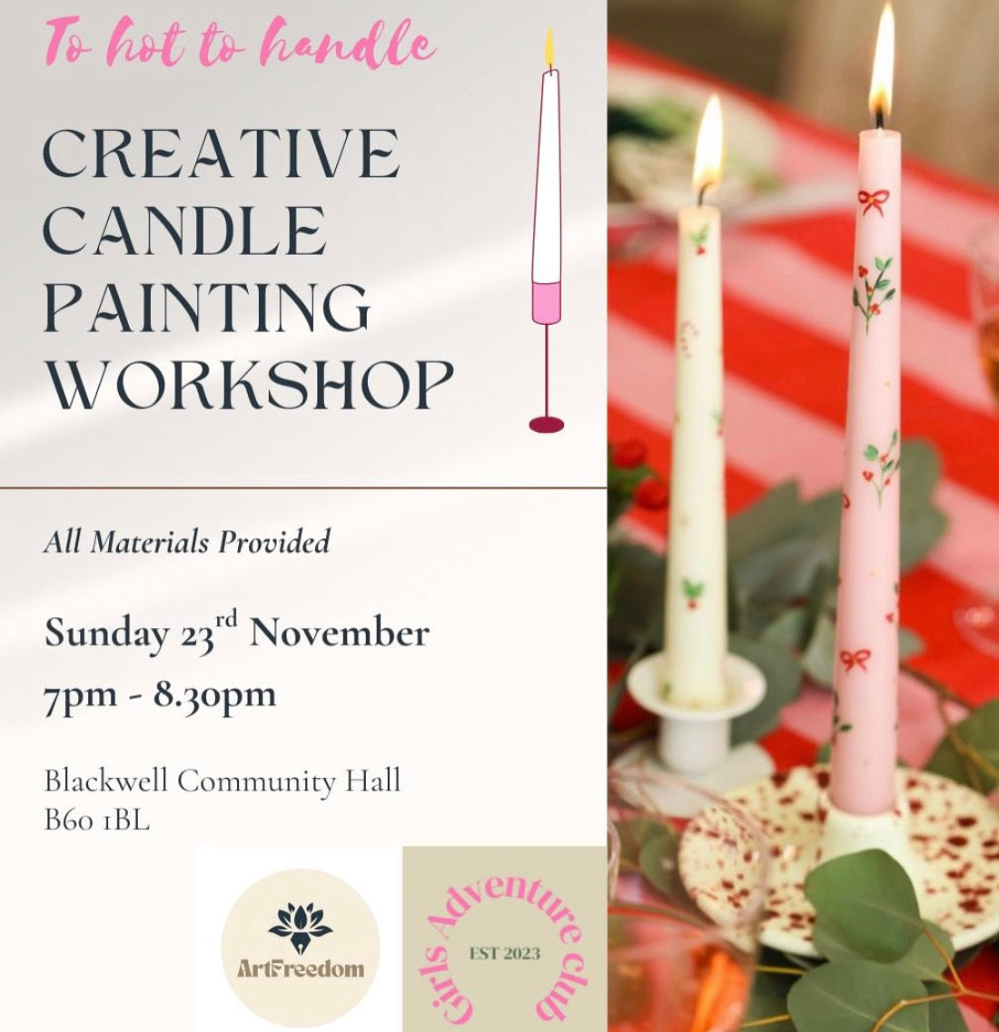Creative candle painting workshop 🕯️🎄🎀✨